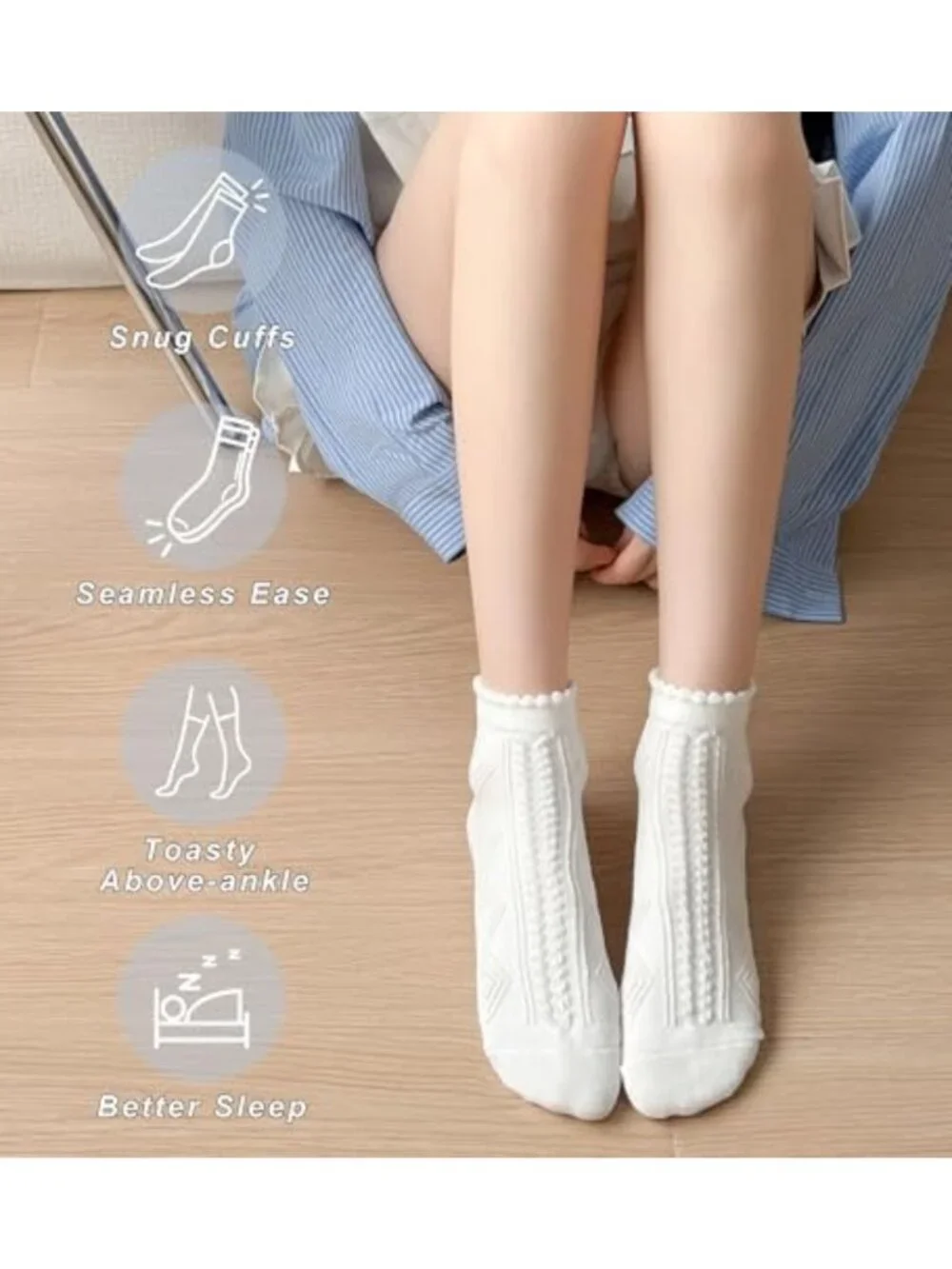 Cute Ruffle Ankle Socks for Women - 10 Pairs Cotton Casual Frilly Low Cut, Size